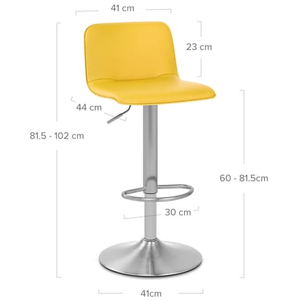 Cape Brushed Steel Stool Yellow Dimensions