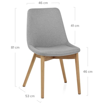 Kobe Dining Chair Oak & Light Grey Dimensions