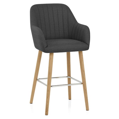 Rio Wooden Stool Charcoal Fabric