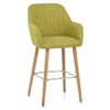 Rio Wooden Stool Green Fabric