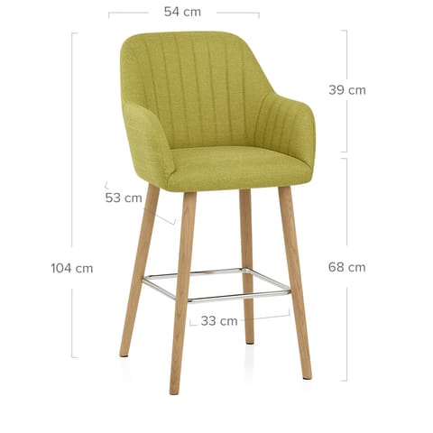 Rio Wooden Stool Green Fabric