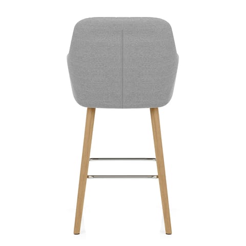 Rio Wooden Stool Grey Fabric