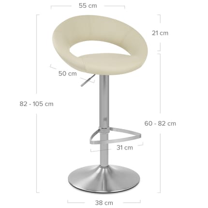 Brushed Crescent Stool Cream Dimensions