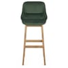 Miami Wooden Stool Green Velvet