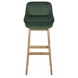 Miami Wooden Stool Green Velvet