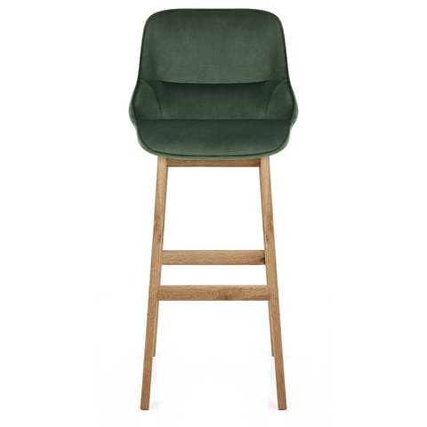 Miami Wooden Stool Green Velvet