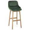 Miami Wooden Stool Green Velvet