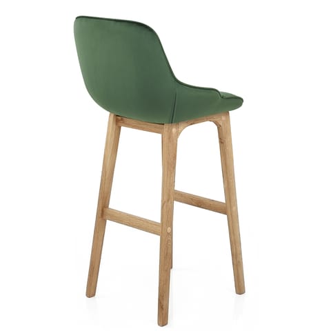 Miami Wooden Stool Green Velvet