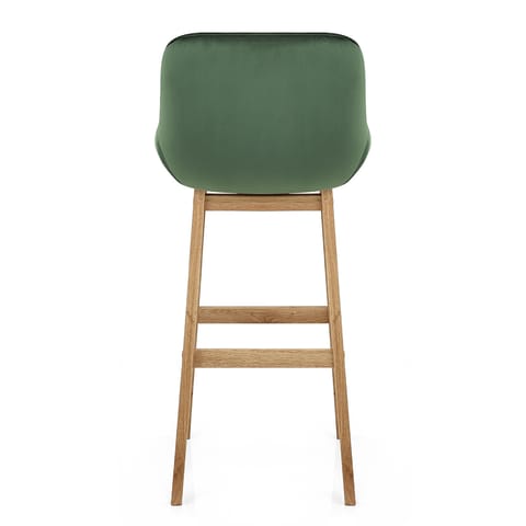 Miami Wooden Stool Green Velvet