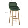 Miami Wooden Stool Green Velvet