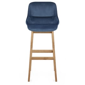 Miami Wooden Stool Blue Velvet