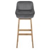 Miami Wooden Stool Grey Velvet