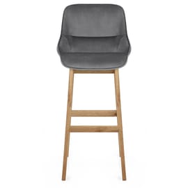 Miami Wooden Stool Grey Velvet