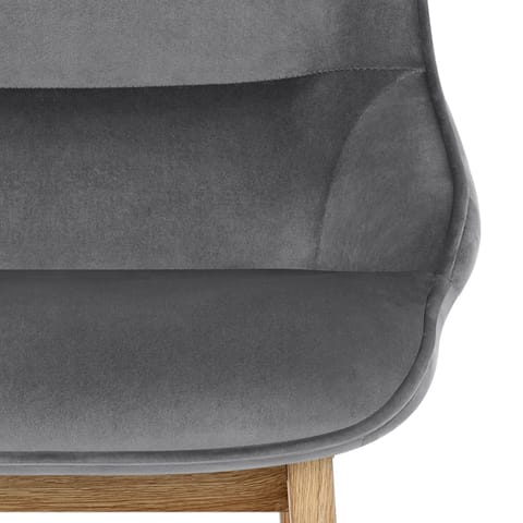 Miami Wooden Stool Grey Velvet