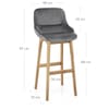 Miami Wooden Stool Grey Velvet