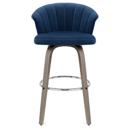 Concerto Wooden Stool Blue Velvet