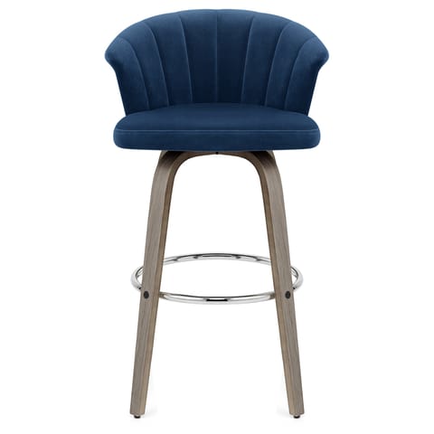 Concerto Wooden Stool Blue Velvet