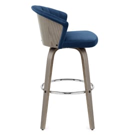 Concerto Wooden Stool Blue Velvet