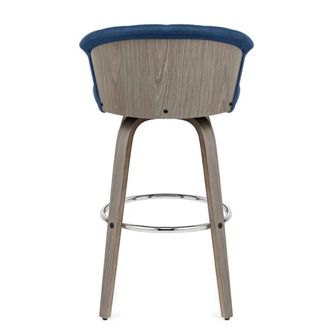 Concerto Wooden Stool Blue Velvet
