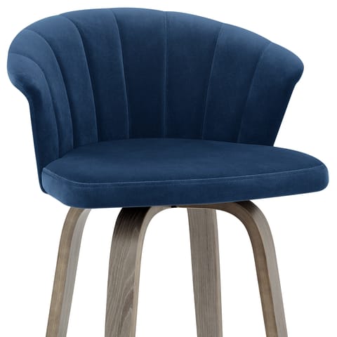 Concerto Wooden Stool Blue Velvet