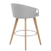 Neo Wooden Stool Grey Fabric