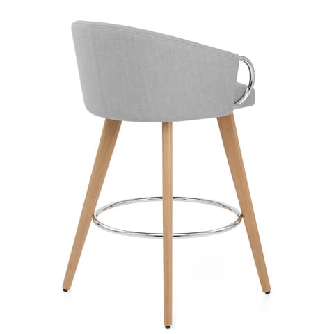 Neo Wooden Stool Grey Fabric