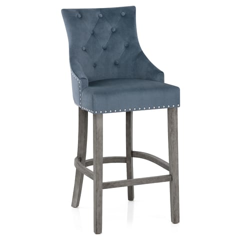 Ascot Bar Stool Blue Fabric
