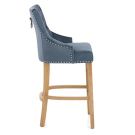 Ascot Oak Stool Blue Fabric