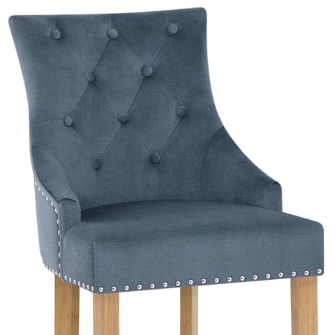 Ascot Oak Stool Blue Fabric