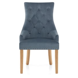 Ascot Oak Dining Chair Blue Fabric