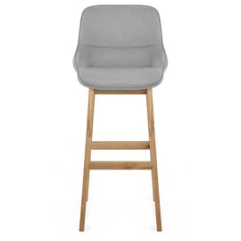 Miami Wooden Stool Grey Fabric