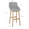 Miami Wooden Stool Grey Fabric