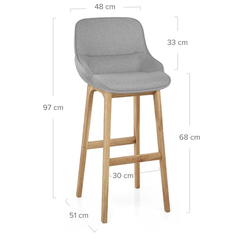 Miami Wooden Stool Grey Fabric