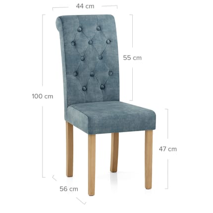 Portland Dining Chair Blue Velvet Dimensions