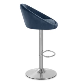 Decco Brushed Stool Blue Velvet