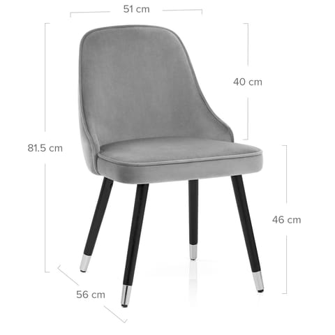 Glam Dining Chair Grey Velvet