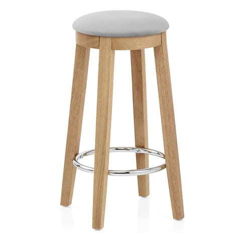 Ikon Kitchen Stool Oak & Grey Velvet