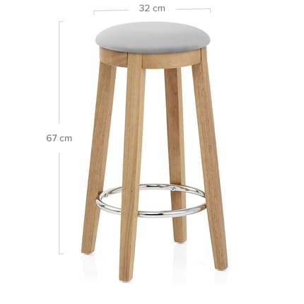 Ikon Kitchen Stool Oak & Grey Velvet Dimensions