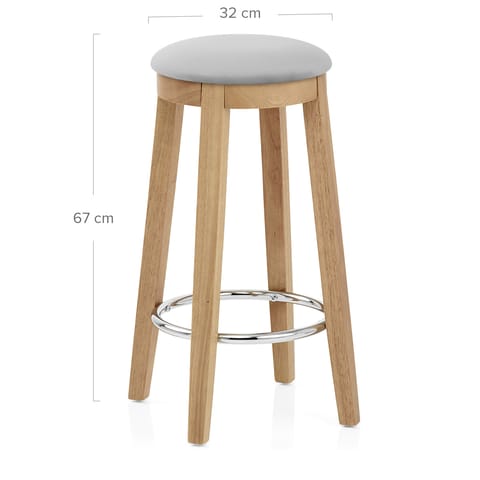 Ikon Kitchen Stool Oak & Grey Velvet