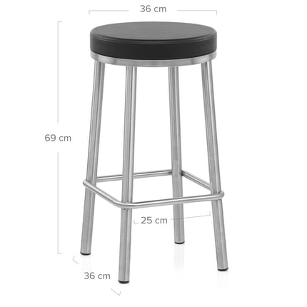 Vision Brushed Steel Stool Black Dimensions