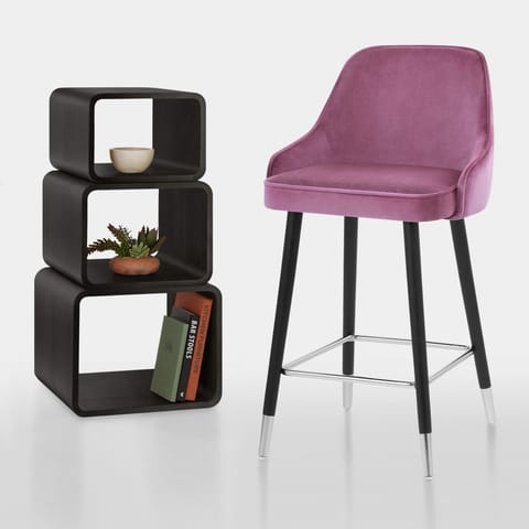 Glam Bar Stool Purple Velvet