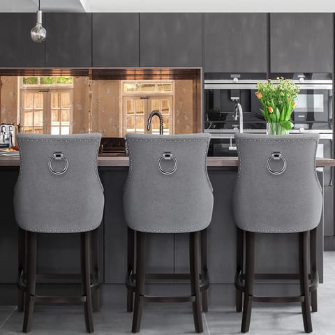 Ascot Bar Stool Grey Fabric