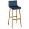 Drift Oak & Blue Velvet Stool