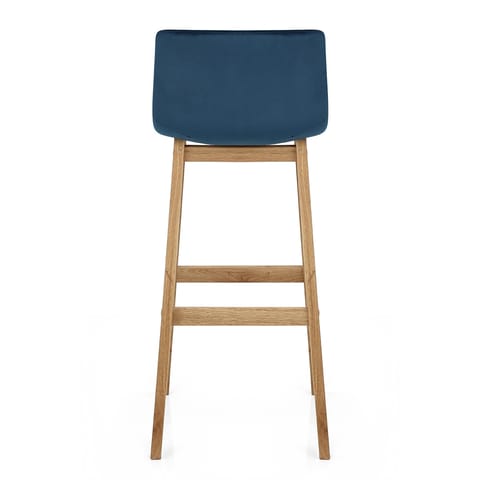Drift Oak & Blue Velvet Stool
