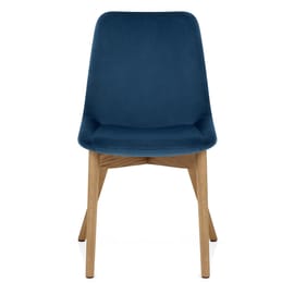 Kobe Dining Chair Oak & Blue Velvet