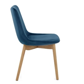 Kobe Dining Chair Oak & Blue Velvet