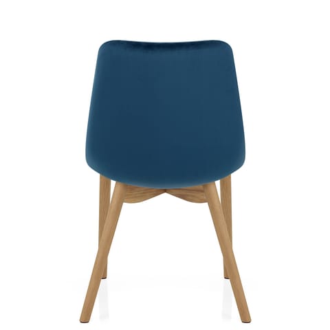 Kobe Dining Chair Oak & Blue Velvet