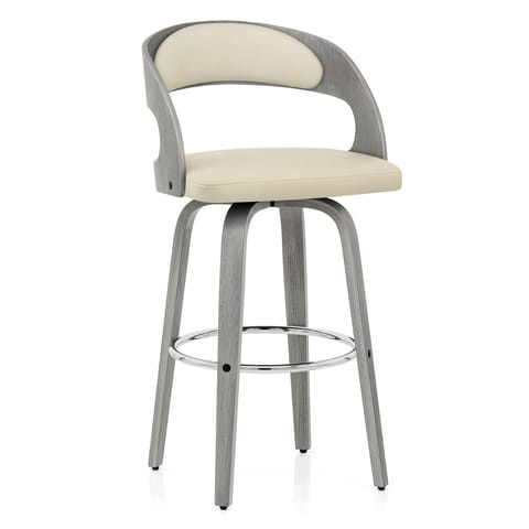 Alicia Grey Wooden Stool Cream