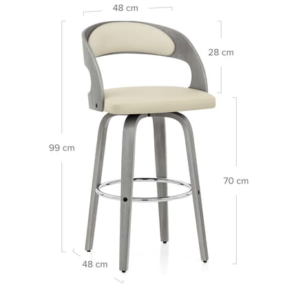 Alicia Grey Wooden Stool Cream Dimensions