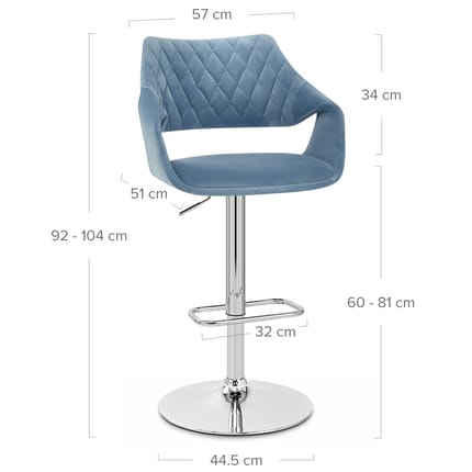 Fairfield Bar Stool Blue Velvet Dimensions